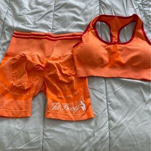 Orange fit booty shorts set